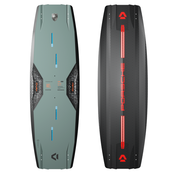 Duotone Jaime SLS Porsche Turbo Edition twin-tip kiteboard 136cm in slate grey, black and red