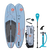 Duotone Flow Air SLS inflatable SUP package in slate blue and coral with paddle, bag and pump