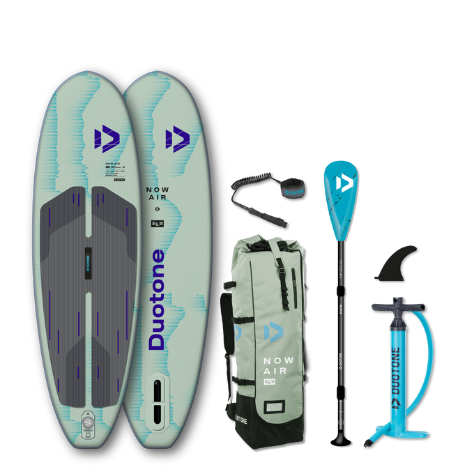 Duotone Now Air SLS iSUP Komplettpaket 7'10'' in salbeigrün mit Paddel, Tasche und Pumpe