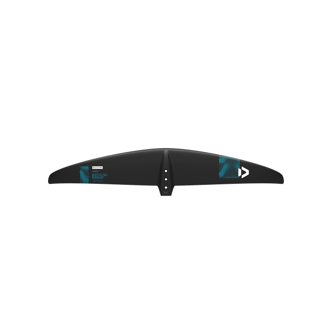 Duotone Crest SLS front wing 1050 en noir carbone avec touches teal — vue arrière