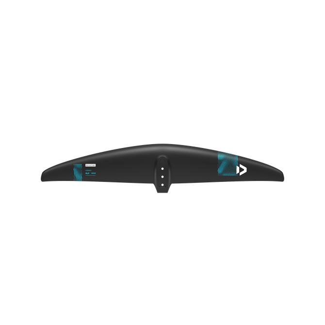 Duotone Crest SLS front wing 1200 cm² in matte black with cyan accents
