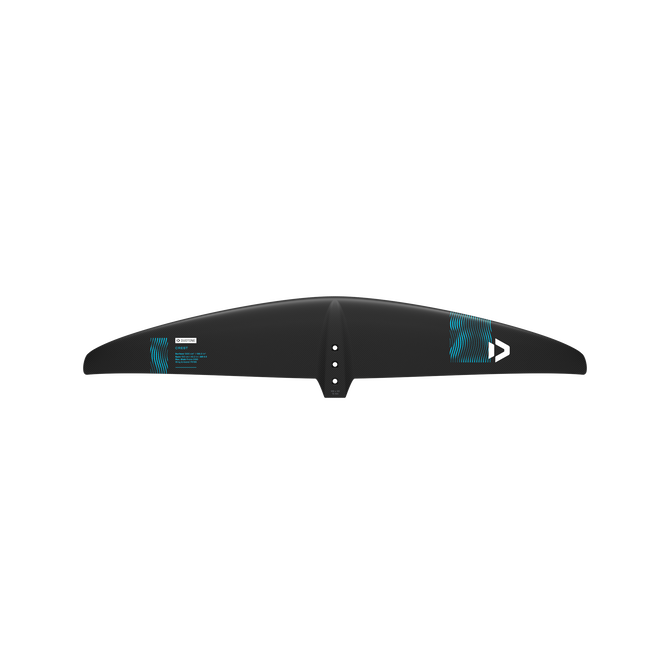 Duotone Crest SLS foil front wing 1200 in charcoal black with teal accents – back view
