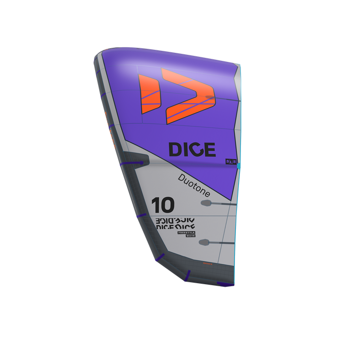 Duotone Dice SLS LEI kite 10m in violet and silver grey, side view