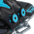 Détail du système de fixation Duotone Entity 360 pour kiteboard twin-tip en noir et cyan