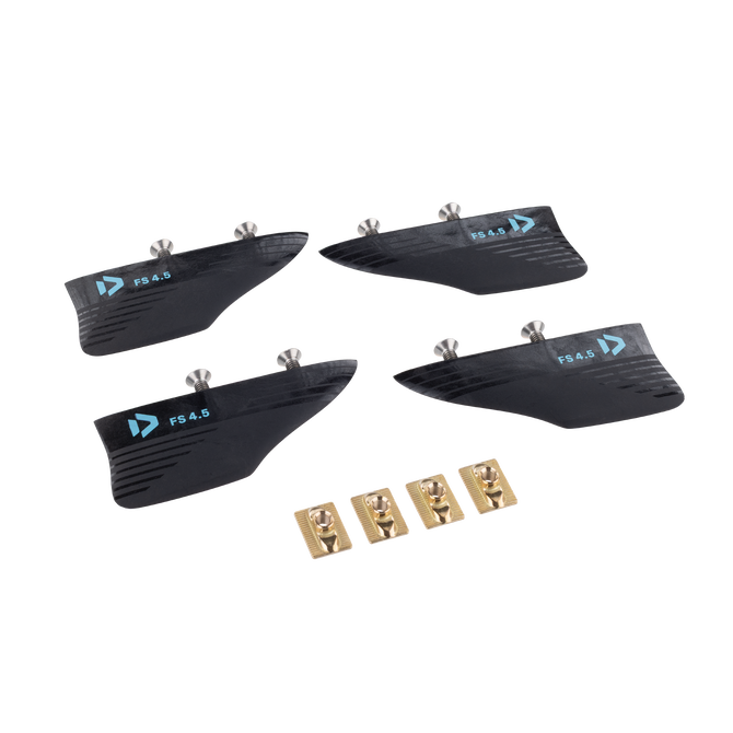 Set de 4 quillas de kiteboard Duotone Jaime SLS FS 4.5 en negro mate con insertos de latón
